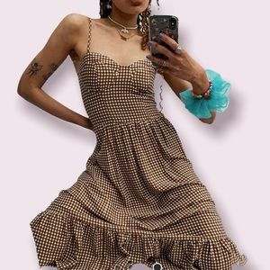 Gingham Check Midi Dress
